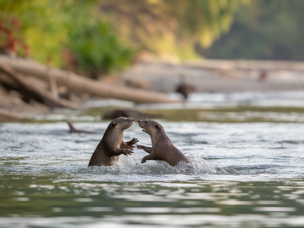 How to photograph otters at riverbanks without disturbing them: approach, hide alternatives and best settings for handheld shots
