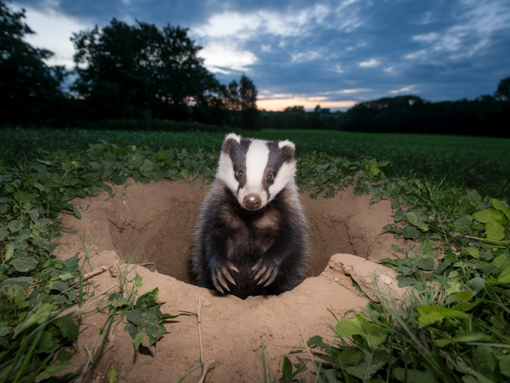 How to photograph a wary badger sett at dusk without a hide and avoid disturbance