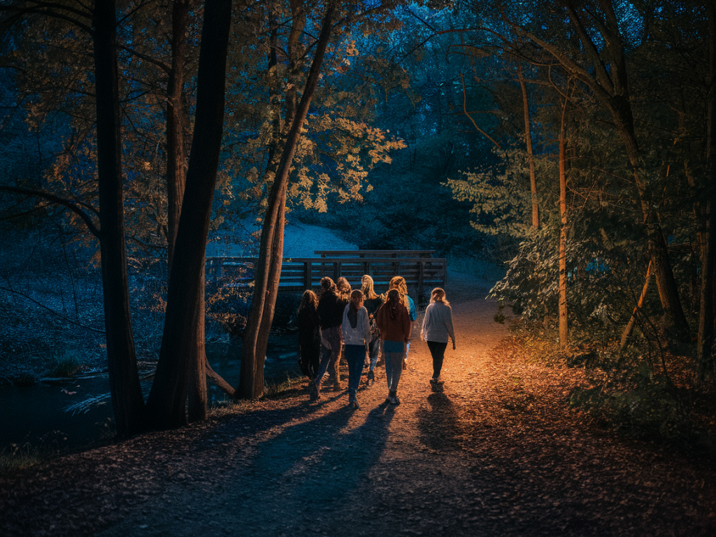 how to lead a youth group on a beginner-friendly night walk while minimising disturbance to wildlife